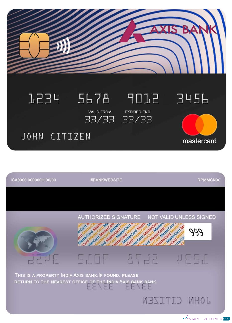 Download India Axis bank mastercard Photoshop template